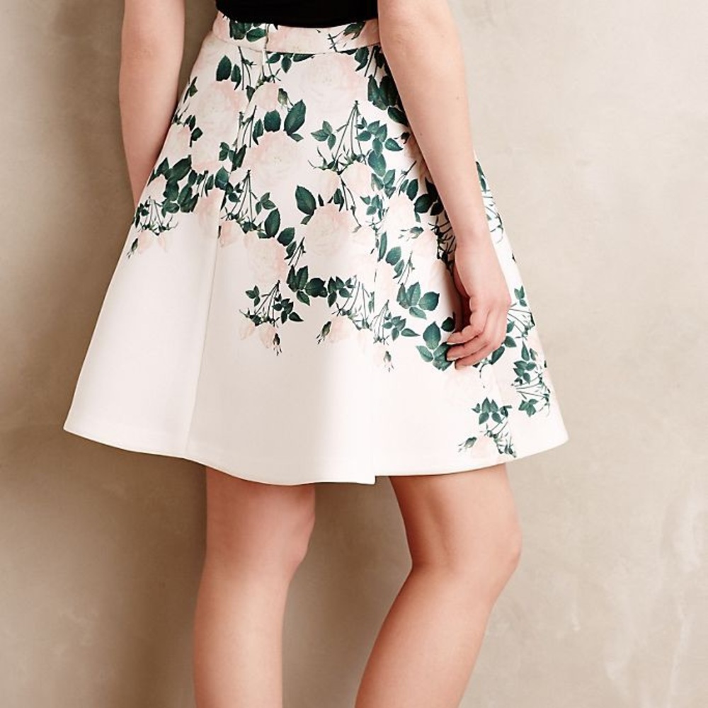 Anthropologie Erin F Sweetheart Roses Skirt